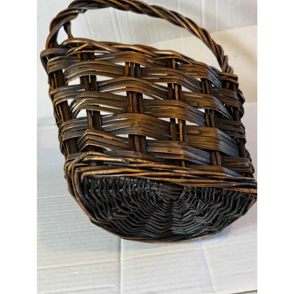 Vintage Basket Wall Hanging Dark Brown